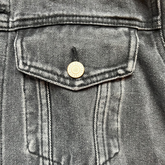 John Galt Brandy Melville Kaylee Washed Black Denim Barn Goth Jacket Small Y2K - Picture 4 of 5